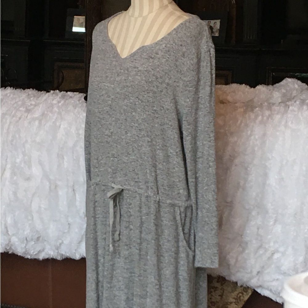 Gray Tie Waist Dress